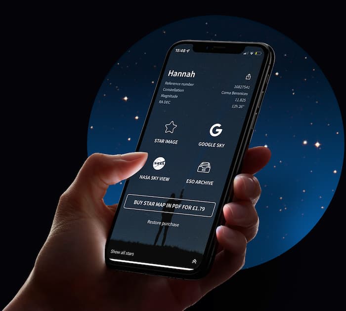 Star Register App to locate visible stars in the sky Find My star App in Hand of Star Namer Image